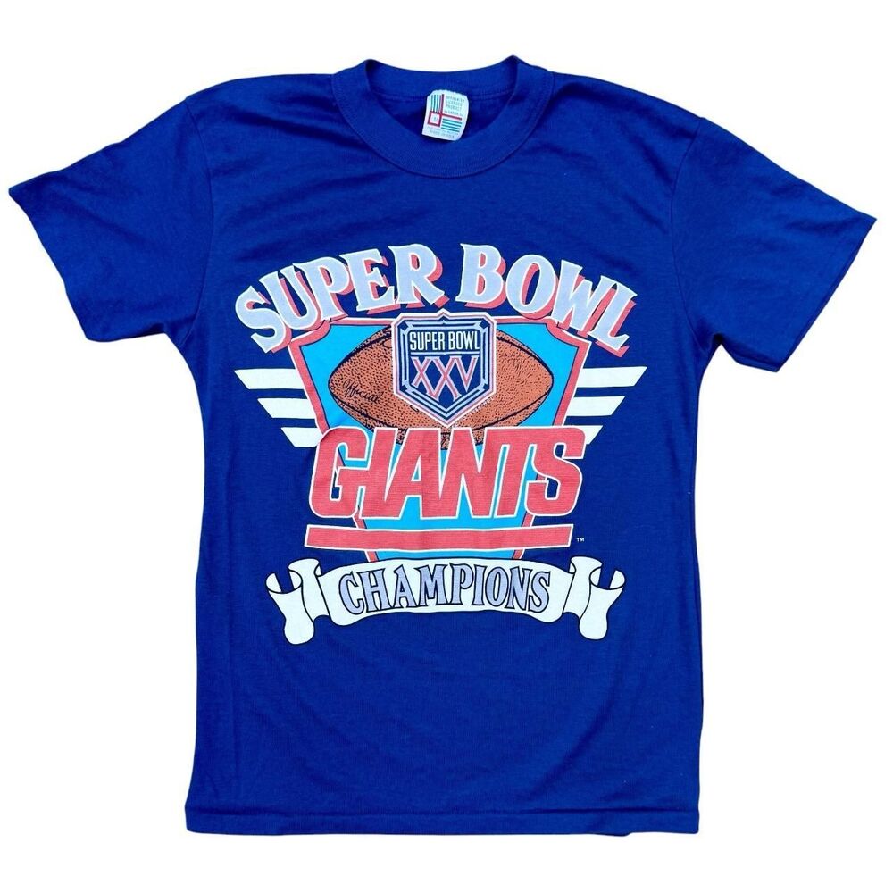 Vintage 1991 NY Giants Super Bowl XXV Champions Single Stitch Tee - M